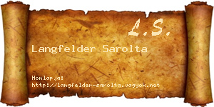 Langfelder Sarolta névjegykártya